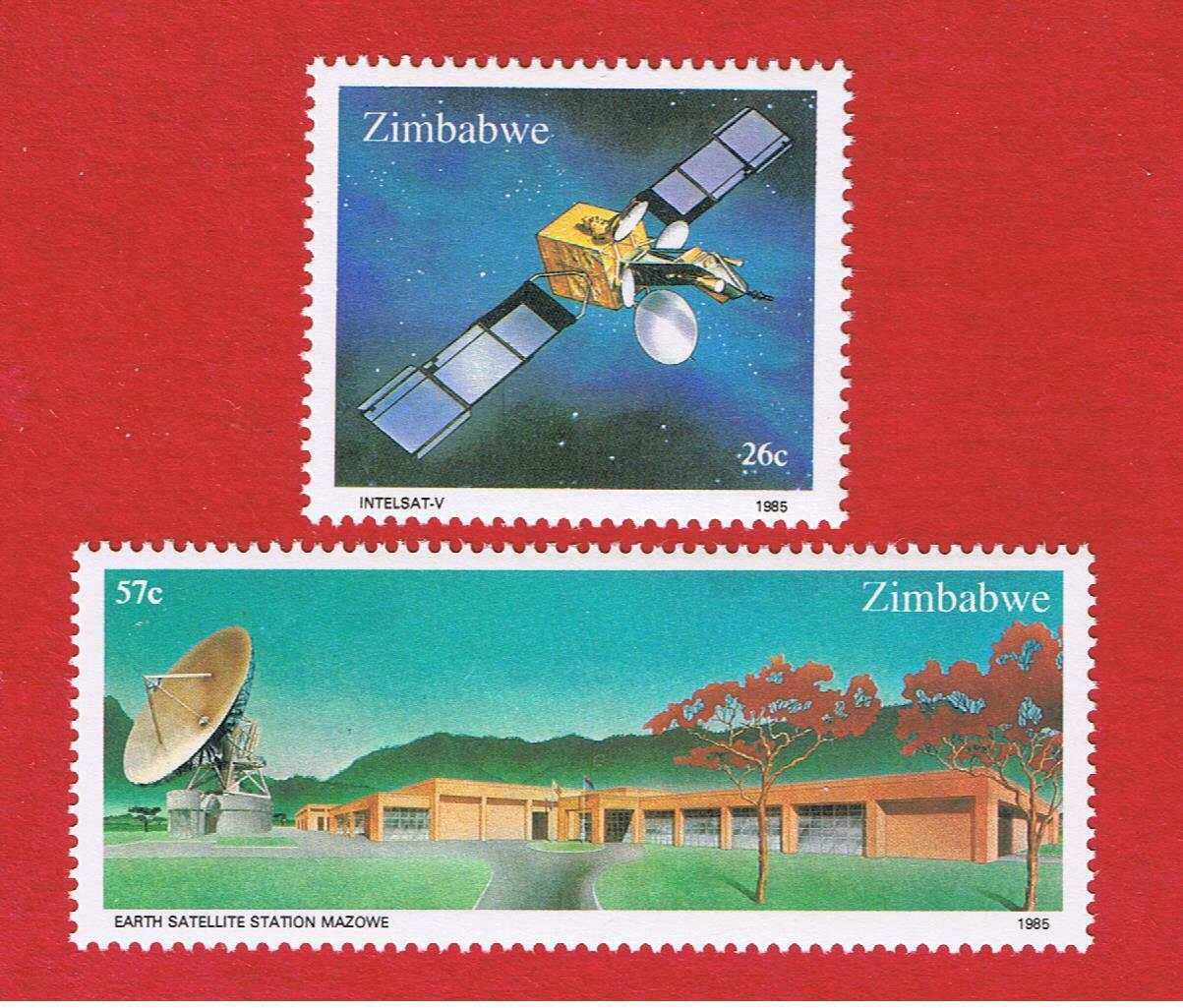 Zimbabwe #491-492  Mnh Og  Satellite & Station  Free S/h