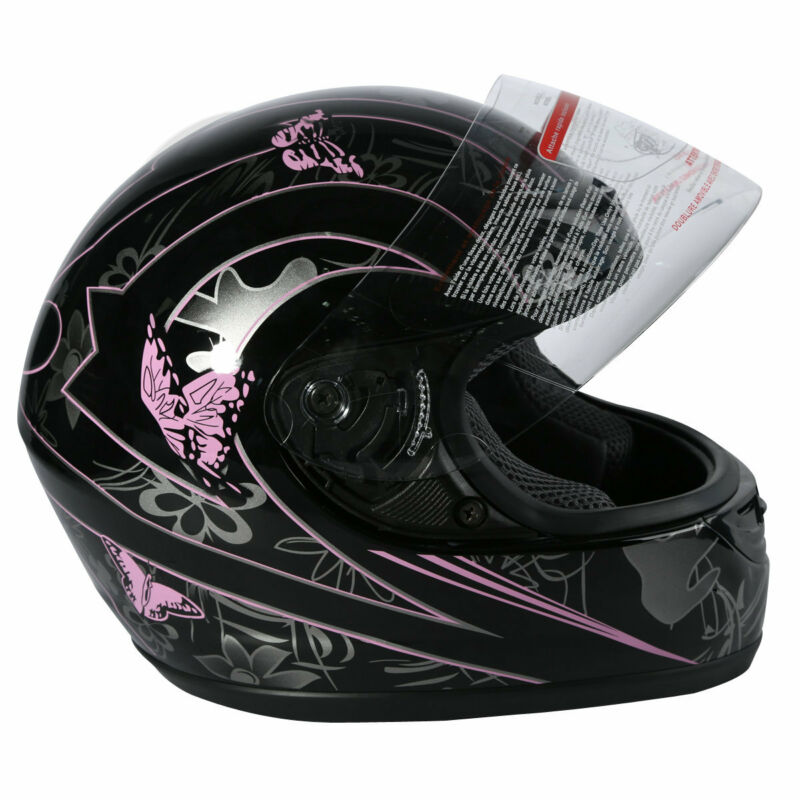 Dot Adult Black Butterfly Motorcycle Street Full Face Helmet Size S M L Xl Xxl
