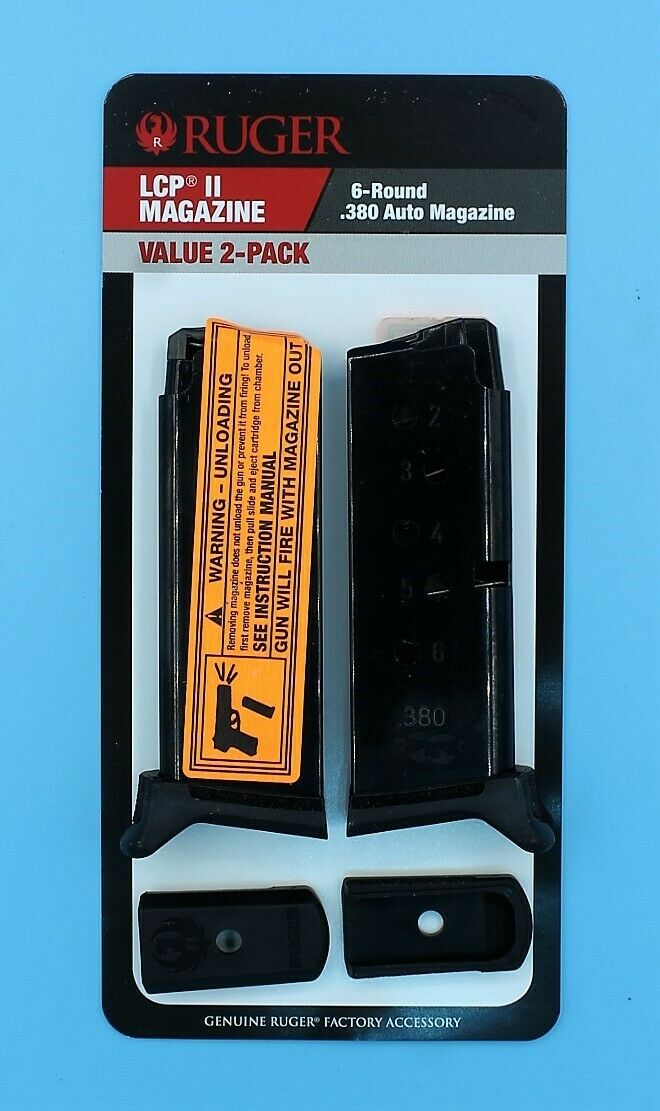Ruger Lcp 2 Ii 380 Acp Pistol 6 Round Magazine Value 2-pack 90644 .380 Clip Mag