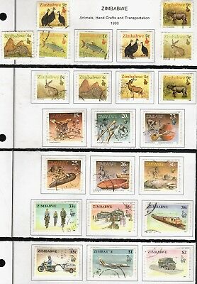1990 Zimbabwe Sc #614-631 Animals, Hand Crafts & Transportation Used Stamps