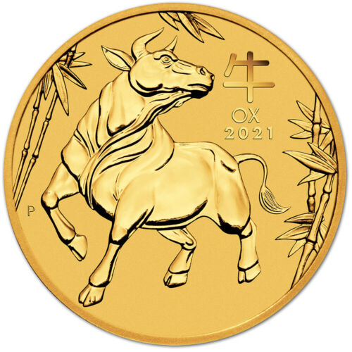2021 P Australia Gold Lunar Series Iii Year Of The Ox 1/20 Oz $5 - Bu