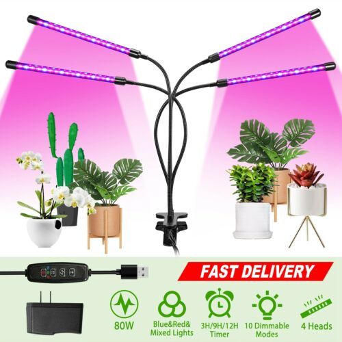4 Head Led Grow Light Plant 80w Growing Lamp Light For Indoor Plants Hydroponics