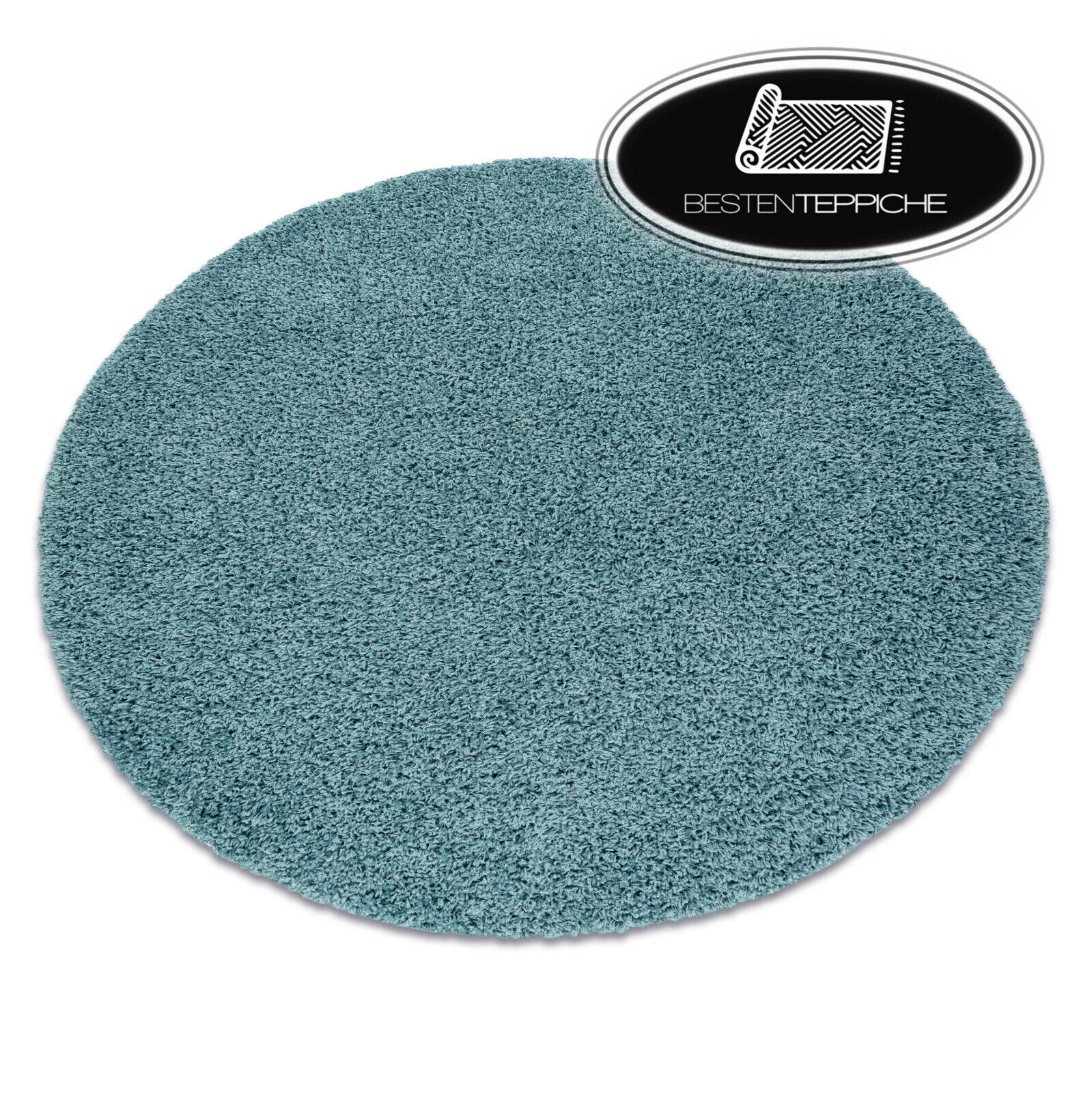 Modern Plain Shaggy Carpet " Soffi " Circle Soft 2in Very Thick Blue