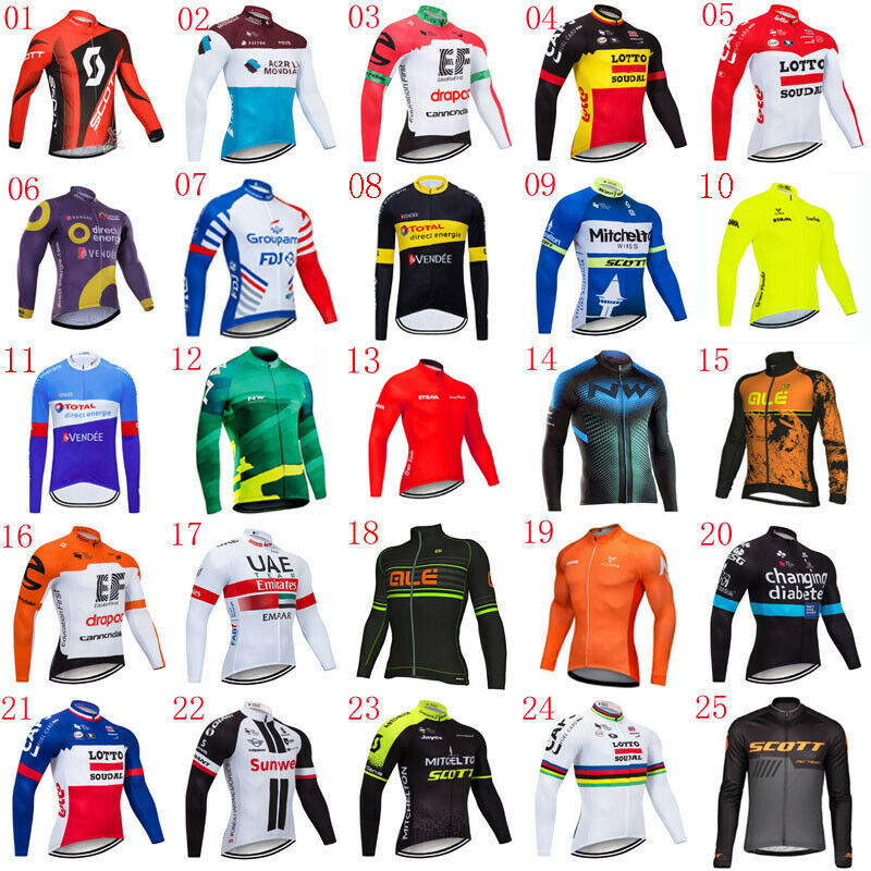 2021 Men Team Cycling Long Sleeve Jersey Bike Shirt Bicycle Tops Racing Clothing