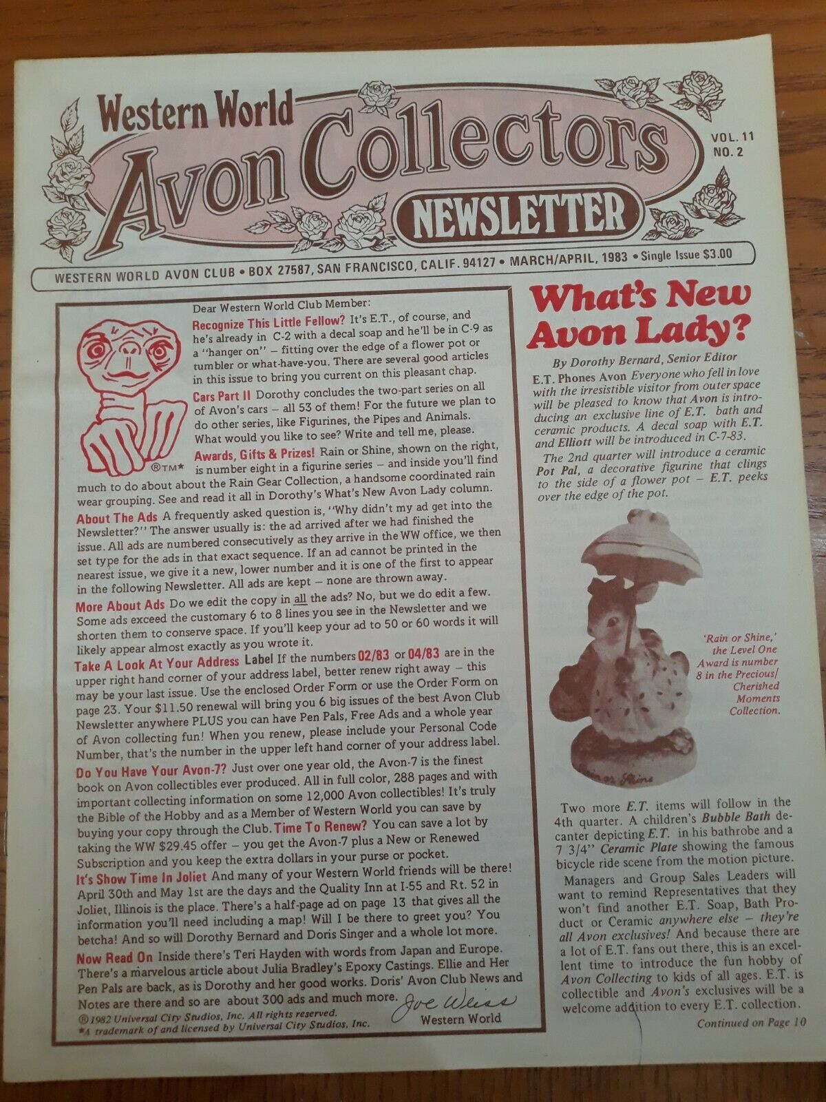 Western World Avon Collectors Newsletter - Vol 11 No 2 - March/april 1983