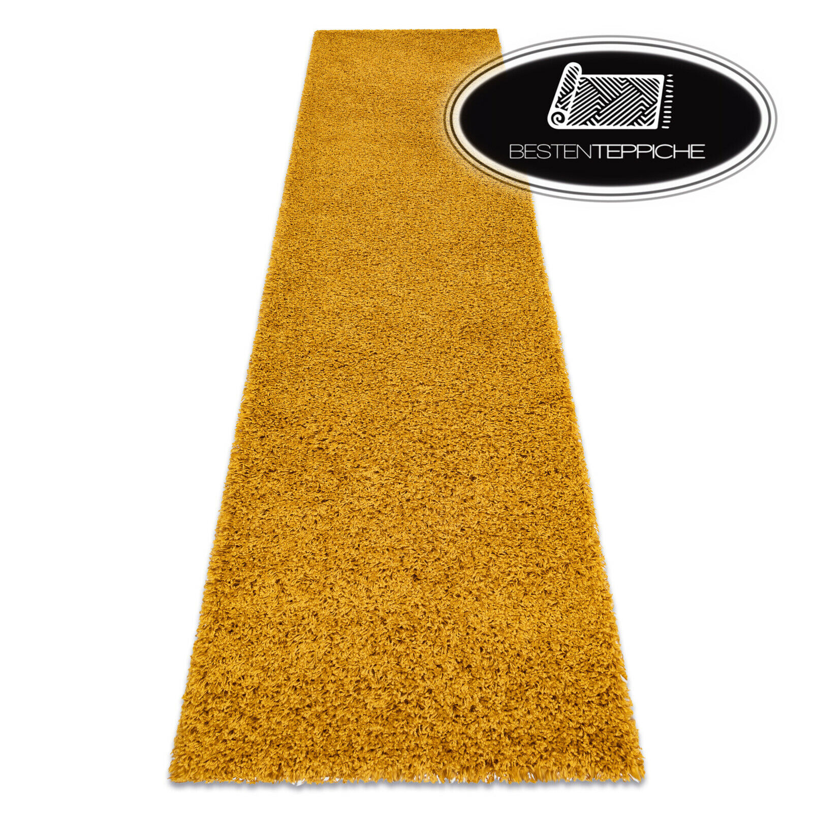 Modern Plain Shaggy Carpet, Runner " Soffi " Soft 2in Very Thick Gold
