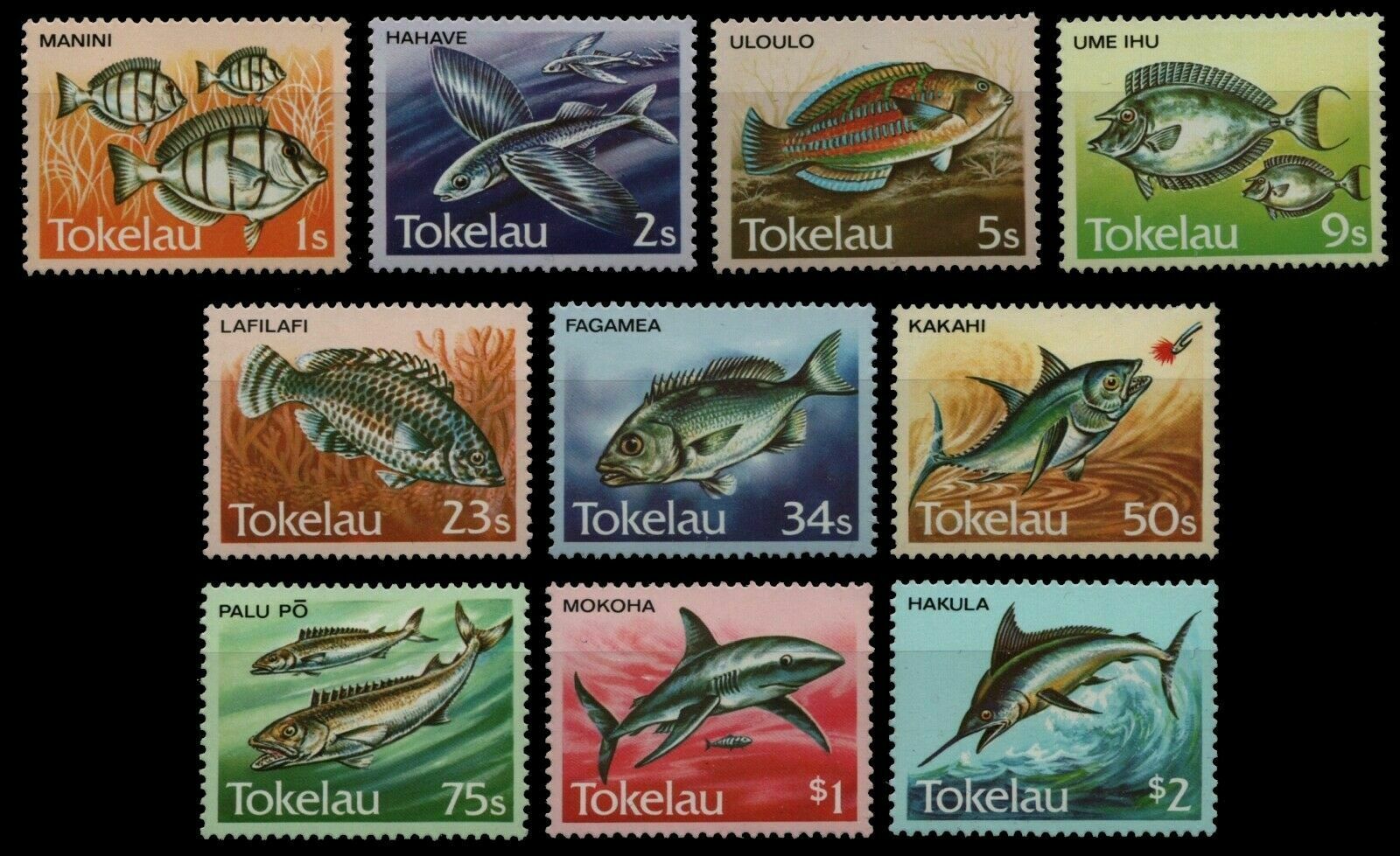 Tokelau, Sc 104-113, 1984 Local Fish Issue, Complete Set Of 10. Mlh