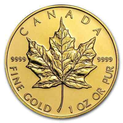 1 Oz Canadian Gold Maple Leaf Random Date $50 Gold Coin .9999 Fine Bu
