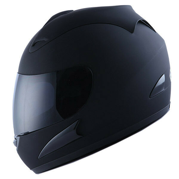 New Motorcycle Street Bike Adult Full Face Helmet Matte Matt Black Size S M L Xl