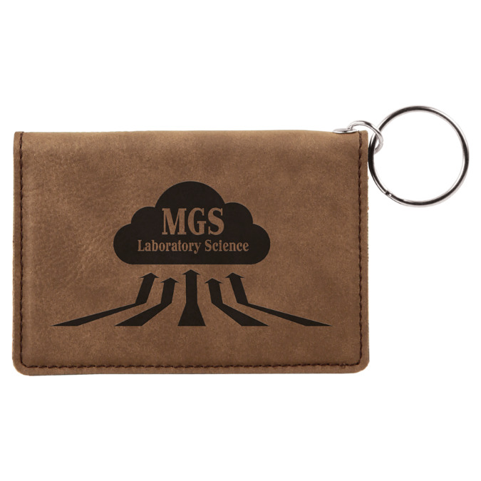 Personalized Leatherette Id Holder With Keychain, Dark Brown