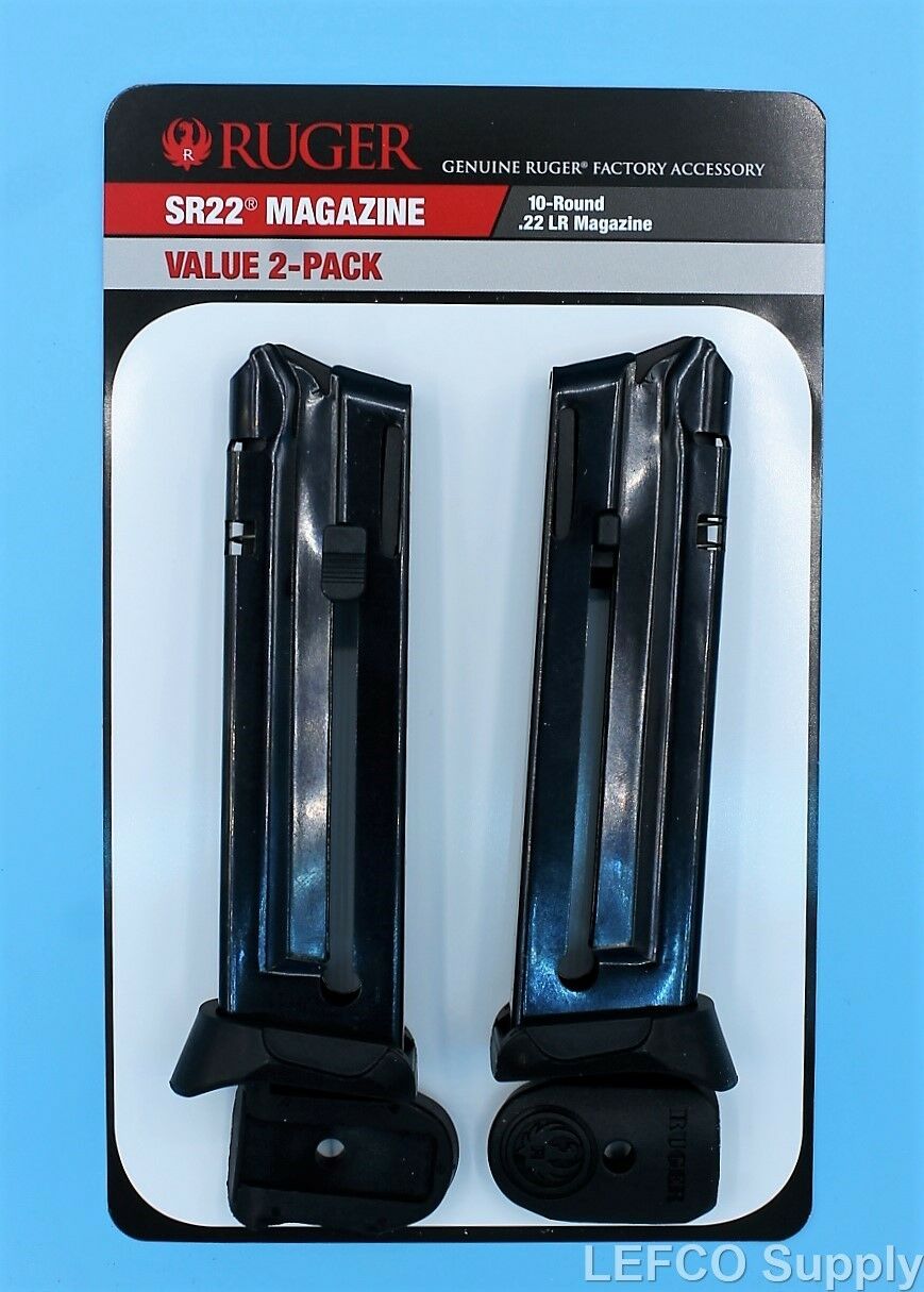 Ruger Sr-22 Magazine W/ Extension 10-round Rd 22-lr Value 2-pack 90647 Oem Clip