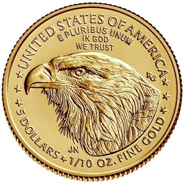 2021 1/10 Oz $5 Gold American Eagle Coin Brilliant Uncurculated Type 2 In Stock