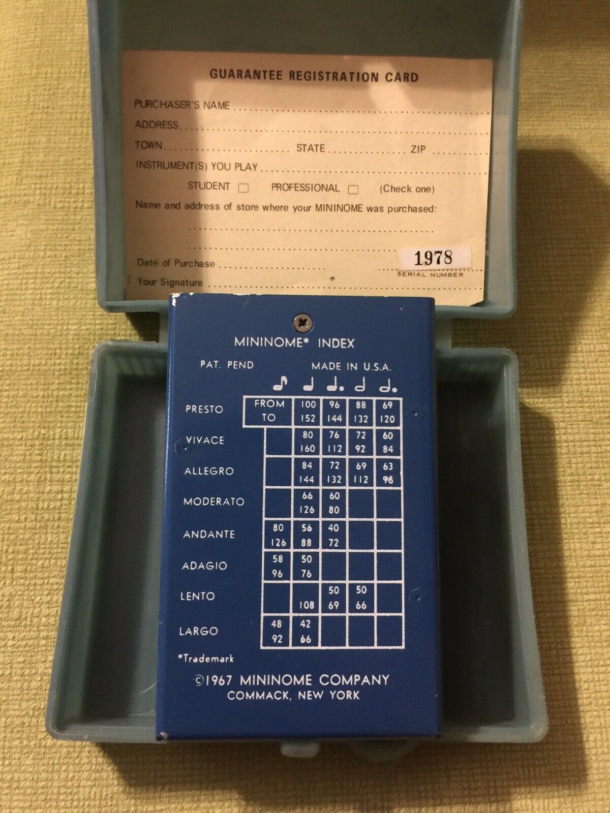1967 Mininome Index Electric Metronome