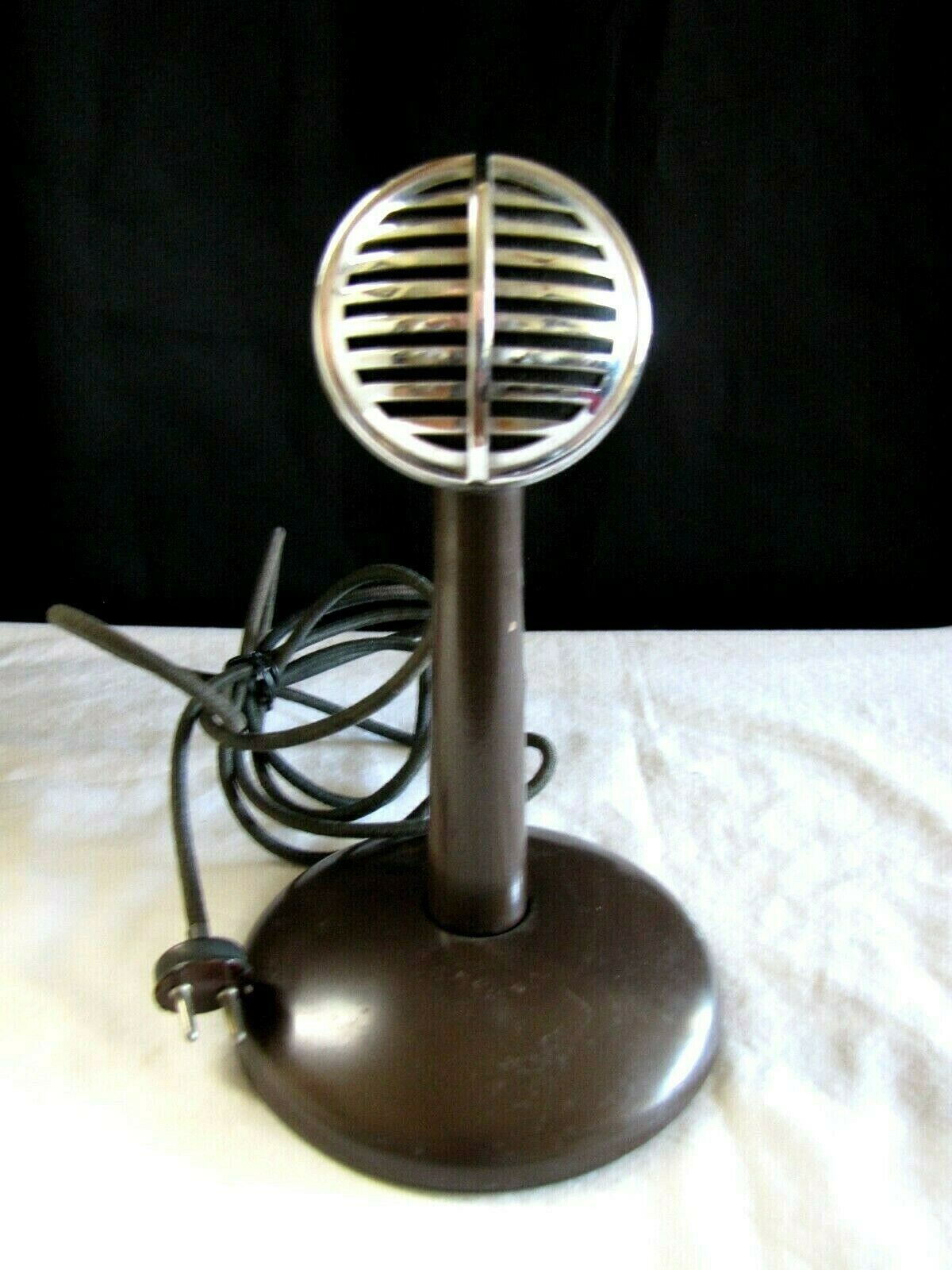 Classic Late 1940's Deco Retro Chrome Radio Microphone On Stand!!